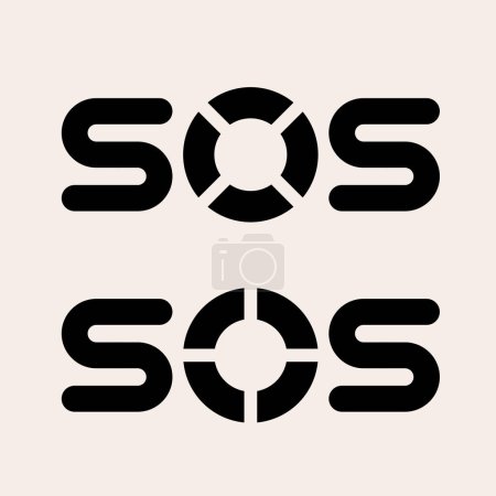 Illustration for SOS Letter monogram design illustration template - Royalty Free Image
