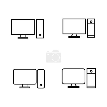 Téléchargez les illustrations : Modèle de conception d'icône de ligne d'ordinateur personnel - en licence libre de droit