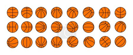 Ilustración de Juego de pelotas de baloncesto. Ilustración vectorial aislada sobre fondo blanco. - Imagen libre de derechos