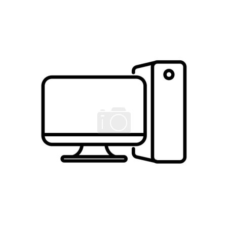 Téléchargez les illustrations : Modèle de conception d'icône de ligne d'ordinateur personnel - en licence libre de droit