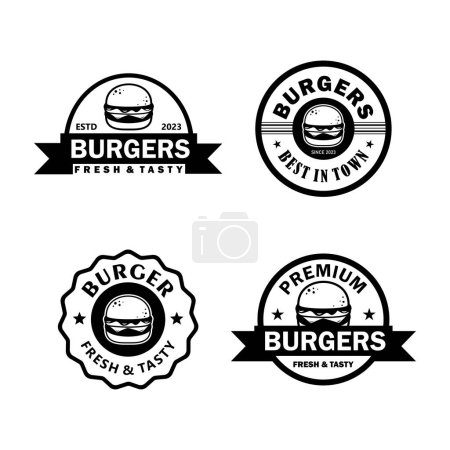 Téléchargez les photos : Collection vintage de grands logos hamburger fond blanc - en image libre de droit