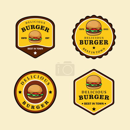 Téléchargez les photos : Ensemble de collection de modèles de logo Burger vintage - en image libre de droit