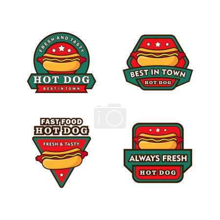 Téléchargez les photos : Stock vectoriel hotdog logo mis fond blanc - en image libre de droit