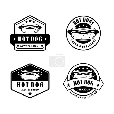 Téléchargez les photos : Ensemble vectoriel logo Hotdog noir et blanc - en image libre de droit