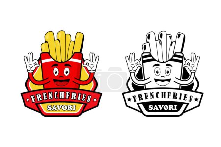 Téléchargez les photos : Logo frites stock vecteur dessin animé fond blanc - en image libre de droit