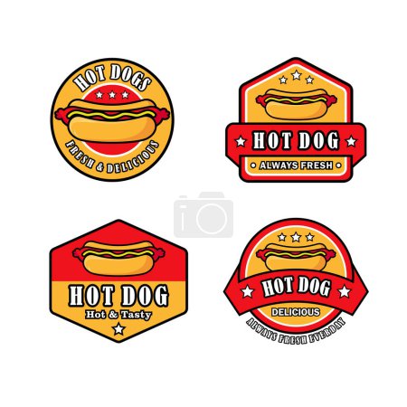 Téléchargez les photos : Hotdog logo stock vecteur ensemble fond blanc - en image libre de droit