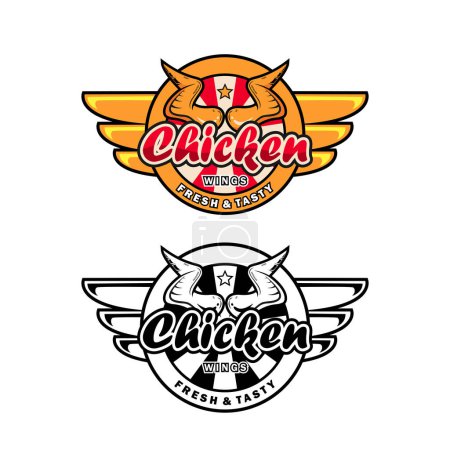 Téléchargez les photos : Chiken ailes logo modèle fond blanc - en image libre de droit