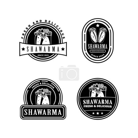 Téléchargez les photos : Doner kebab et shawarma design set vectoriel logo modèle noir et blanc - en image libre de droit