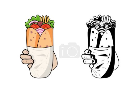Téléchargez les photos : Modèle de logo vectoriel illustration Shawarma - en image libre de droit