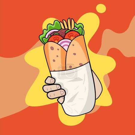 Téléchargez les photos : Shawarma et kebab illustration icône design vecteur - en image libre de droit
