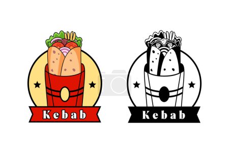 Téléchargez les photos : Kebab mignon kawaaii yummi délicieux blanc rouge jaune emballage en papier - en image libre de droit