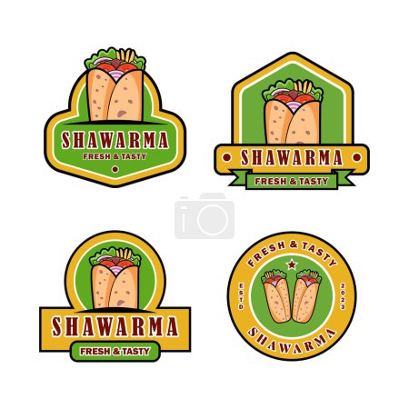 Téléchargez les photos : Doner logo kebab et shawarma ensemble modèle vintage - en image libre de droit