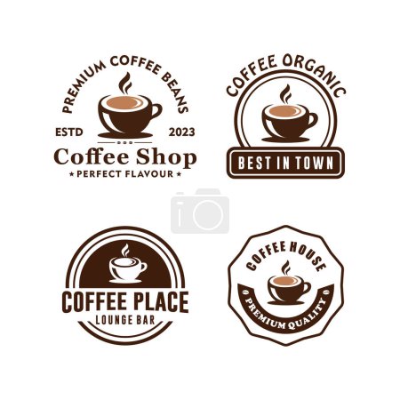 Téléchargez les photos : Modèle de collcetion design logo café vintage - en image libre de droit