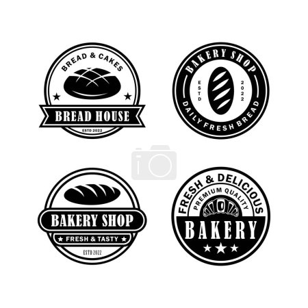 Téléchargez les photos : Collection de modèle de design plat logo boulangerie - en image libre de droit