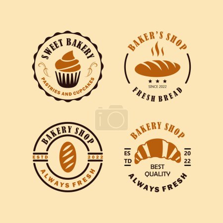 Téléchargez les photos : Logo modèle de boulangerie collection design - en image libre de droit