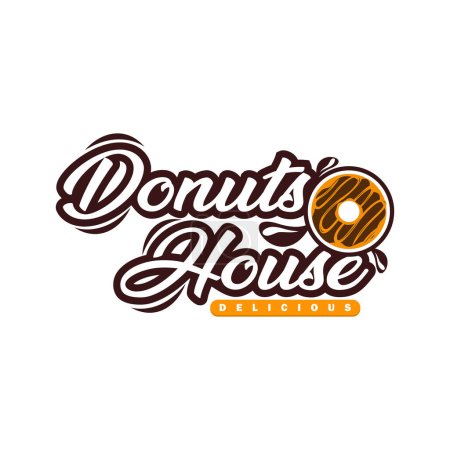 Téléchargez les photos : Donuts maison logo illustration design - en image libre de droit