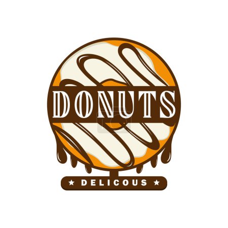 Téléchargez les photos : Délicieux donut dessin animé vecteur logo Illustration - en image libre de droit