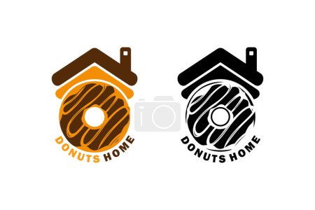 Téléchargez les photos : Modèle de logo maison Donuts design - en image libre de droit