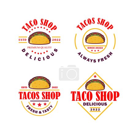 Téléchargez les photos : Logo vecteur ensemble taco gabarit conception fond blanc - en image libre de droit
