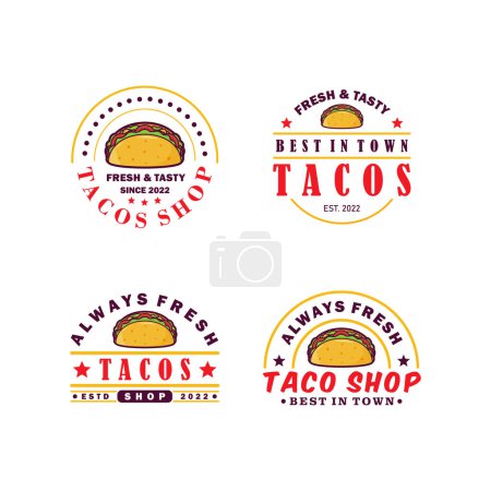Téléchargez les photos : Ensemble de taco logo couleur modèle de conception - en image libre de droit