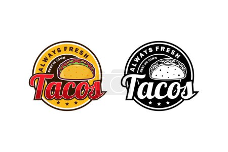 Téléchargez les photos : Tacos toujours frais modèle de conception de logo - en image libre de droit
