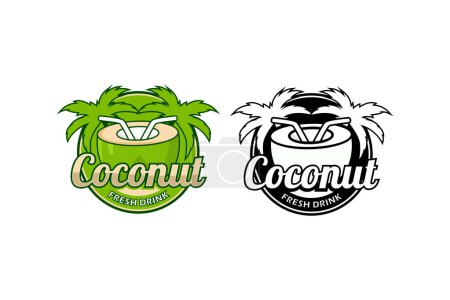 Téléchargez les photos : Modèle d'illustration de conception de boisson fraîche de noix de coco logo - en image libre de droit