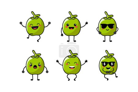 Téléchargez les photos : Set coco boisson mascotte vectoriel illustration emoji expressions modèle - en image libre de droit
