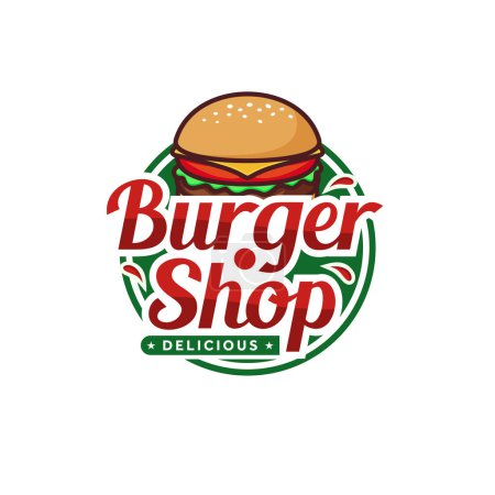Téléchargez les photos : Burger logo boutique vectoriel art design modèle - en image libre de droit