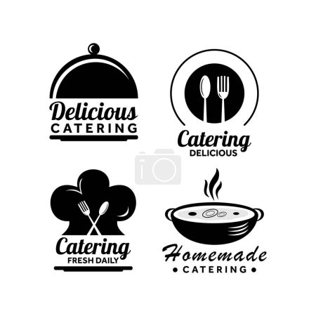 Téléchargez les photos : Pack de modèle de logo de restauration design plat - en image libre de droit