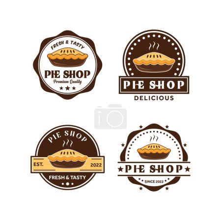 Téléchargez les photos : Icône tarte logo ensemble vectoriel modèle de boulangerie - en image libre de droit