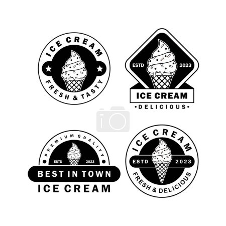 Téléchargez les photos : Logo crème glacée collection avec design plat - en image libre de droit