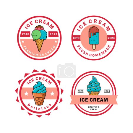 Téléchargez les photos : Modèle de collection de crème glacée plate design - en image libre de droit