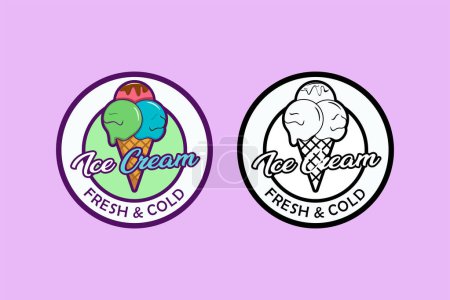 Téléchargez les photos : Logo illustration de crème glacée design plat - en image libre de droit