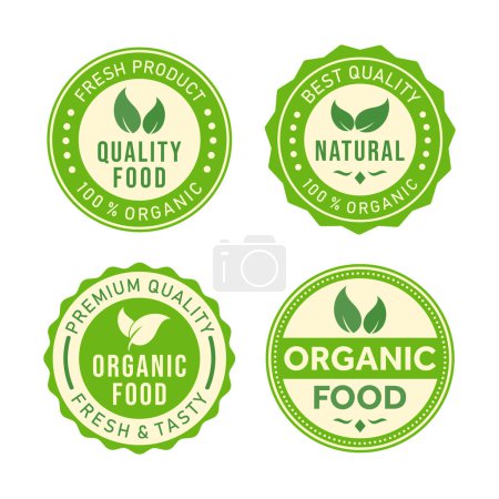 Téléchargez les photos : Ensemble de collection d'étiquettes de produits alimentaires biologiques - en image libre de droit
