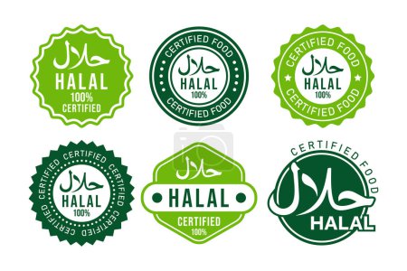 Téléchargez les photos : Modèle de conception de logo d'étiquette alimentaire halal ensemble moderne - en image libre de droit