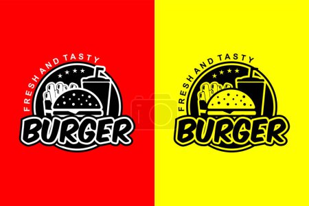 Téléchargez les photos : Burger logo frais et savoureux modèle de conception - en image libre de droit