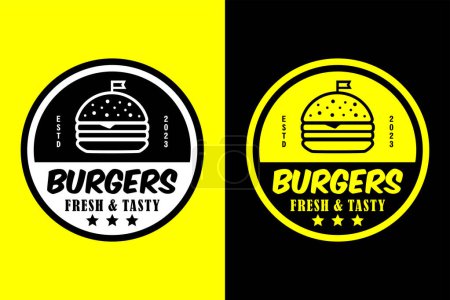 Téléchargez les photos : Modèle de logo Burger design frais et savoureux - en image libre de droit