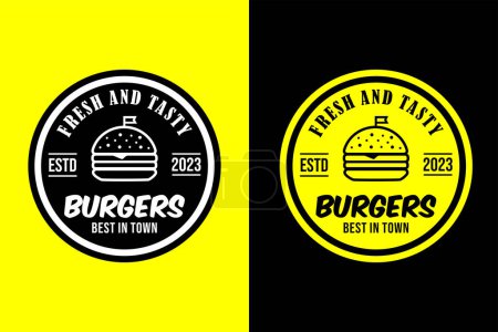 Téléchargez les photos : Burger logo vecteur art design frais et savoureux - en image libre de droit