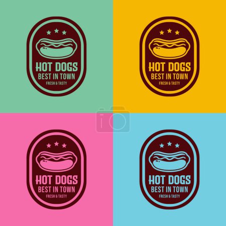 Téléchargez les photos : Logo frais et savoureux hot dogs design de couleur - en image libre de droit