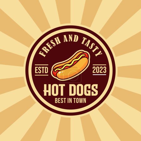 Téléchargez les photos : Modèle de badge logo Hot dog design - en image libre de droit