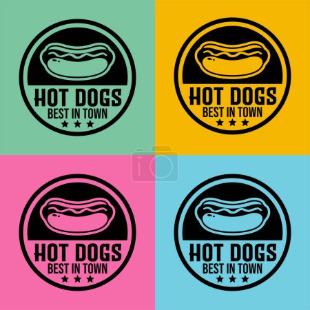 Téléchargez les photos : Hot dog badge design meilleur logo de la ville - en image libre de droit