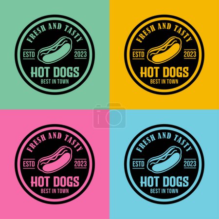 Téléchargez les photos : Hot dog logo ensemble modèle de conception de couleur - en image libre de droit