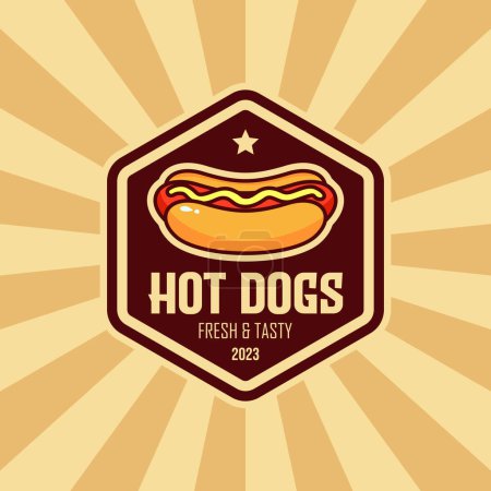 Téléchargez les photos : Hot dogs logo design vecteur alimentaire - en image libre de droit