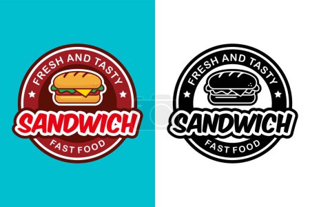 Téléchargez les photos : Sandwich logo design vecteur - en image libre de droit