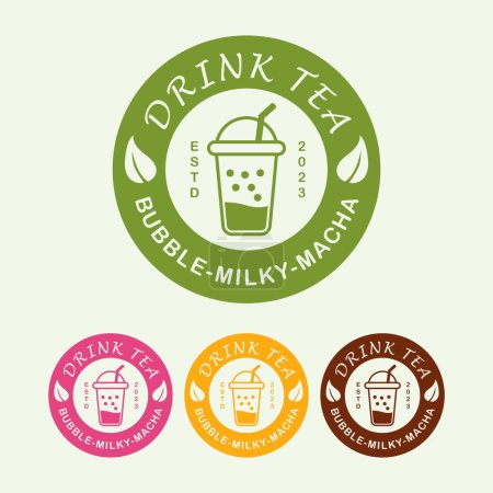 Téléchargez les photos : Vecteur boisson bulle thé tasse logo design - en image libre de droit