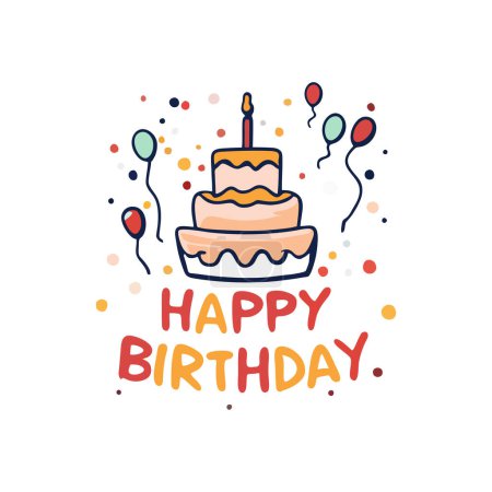 Ilustración de Cumpleaños letras velas en la torta - Imagen libre de derechos