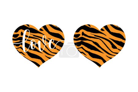 Téléchargez les photos : Modèle de conception de tigre texte amour - en image libre de droit