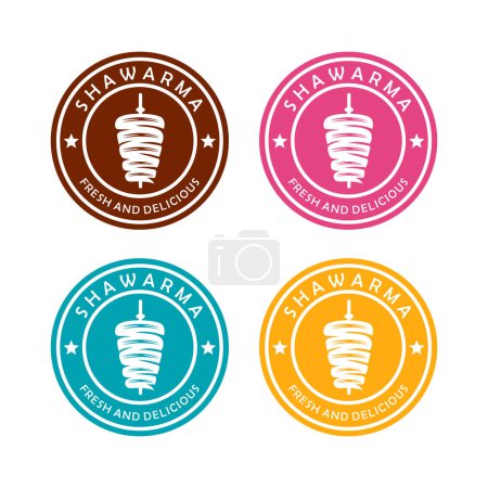 Téléchargez les illustrations : Modèle de logo Shawarma design frais et délicieux - en licence libre de droit
