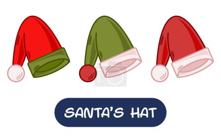 Ilustración de Cartoon Santa Hat Illustration (en inglés). Conjunto de colores de variación. EPS 10 Vector - Imagen libre de derechos