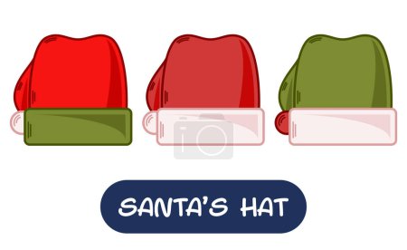 Ilustración de Cartoon Santa Hat Illustration (en inglés). Conjunto de colores de variación. EPS 10 Vector - Imagen libre de derechos